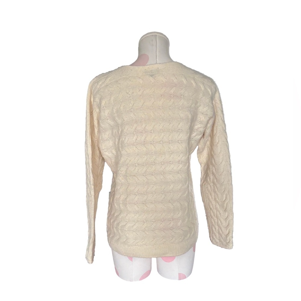 Coastal chunky Fisherman Knit Sweater - merino cashmere blend- Cream Ivory M/P - Picture 4 of 8